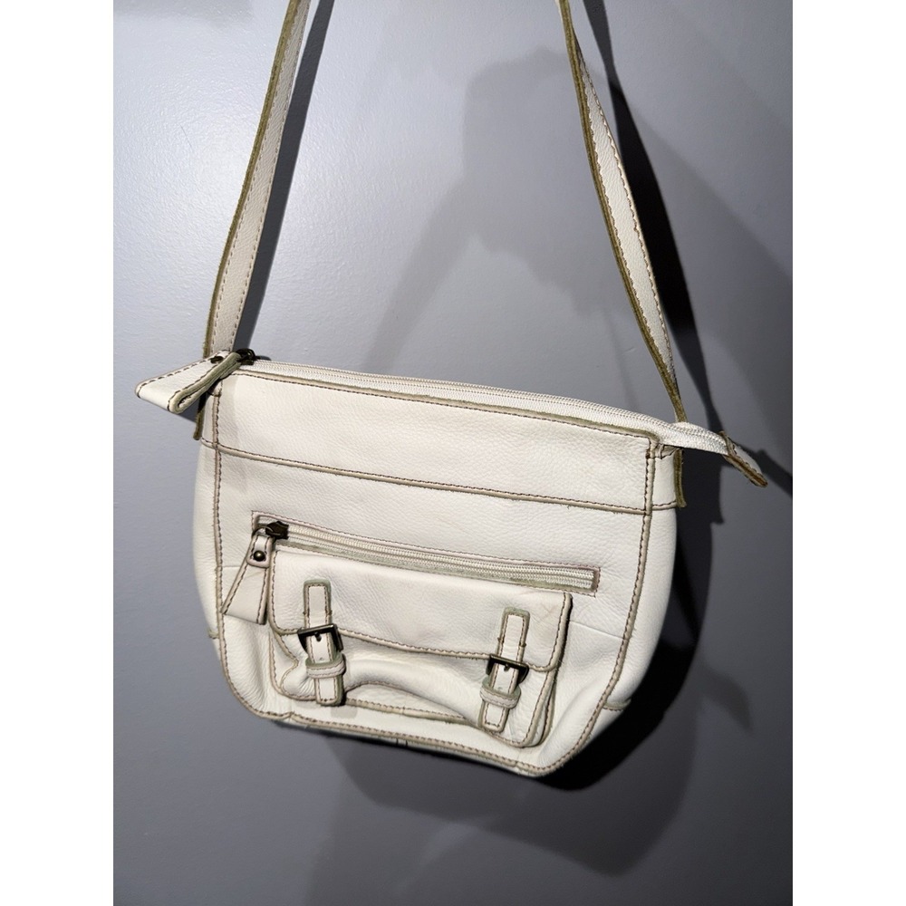 Vintage Fossil Ivory/Cream Pebbled Leather Shoulder Handbag Y2K F - Picture 2 of 9